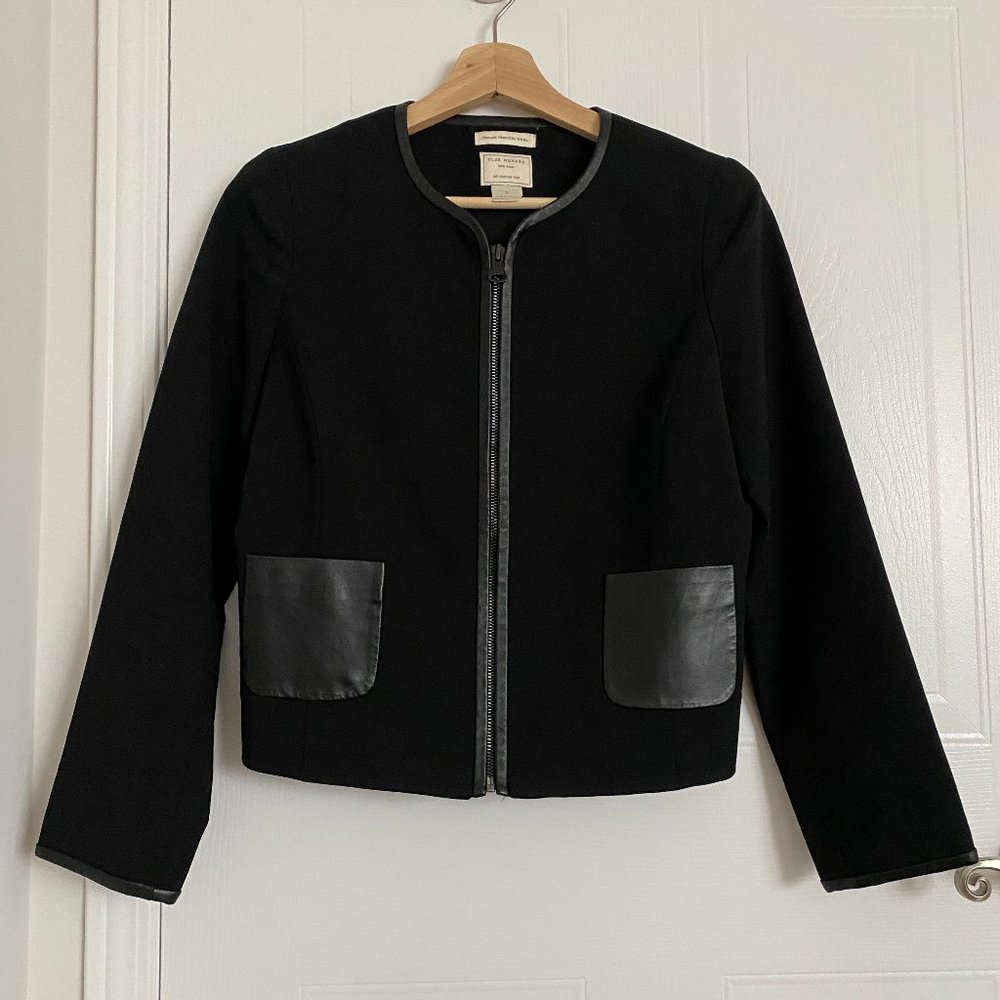 Club Monaco Wool Minimalist Jacket Leather Trim